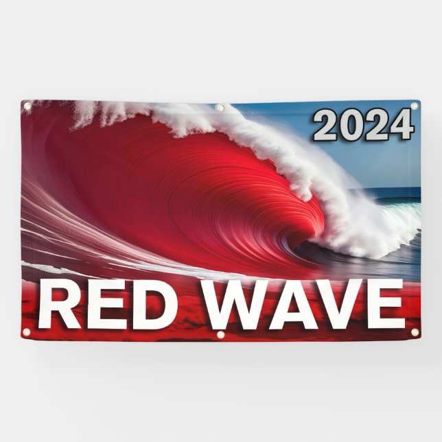 2024 RED WAVE - Tsunami-Welle am Auge Banner (Horizontal)