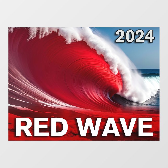 2024 RED WAVE - Tsunami-Welle am Auge Fensteraufkleber (Blatt)
