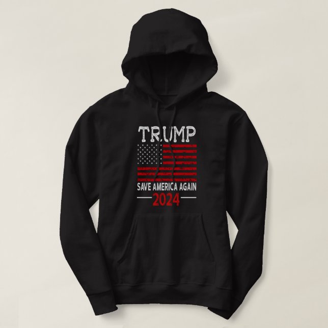 2024 Rettete Trump Amerika wieder USA Flag Hoodie (Design vorne)