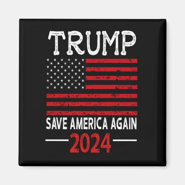 2024 Rettete Trump Amerika wieder USA Flag Magnet (Vorne)