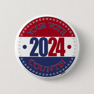 2024 Rot und Blau Ihre Stimme zählt Button