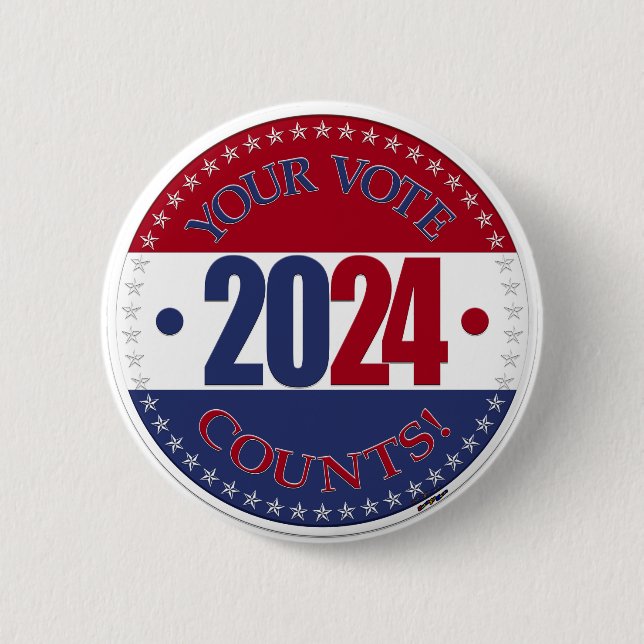 2024 Rot und Blau Ihre Stimme zählt Button (Vorderseite)