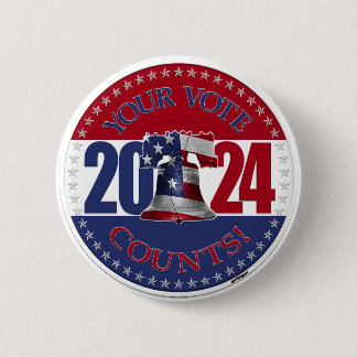 2024 Rot und Blau Ihre Stimme zählt Liberty Bell Button