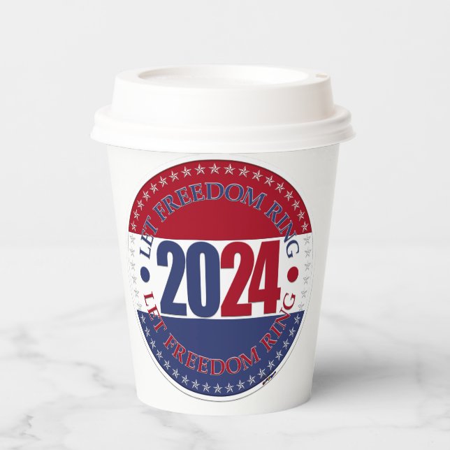 2024 Rot und Blau Lass Freedom Ring Pappbecher (Vorderseite)