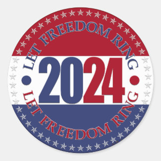 2024 Rot und Blau Lass Freedom Ring Runder Aufkleber