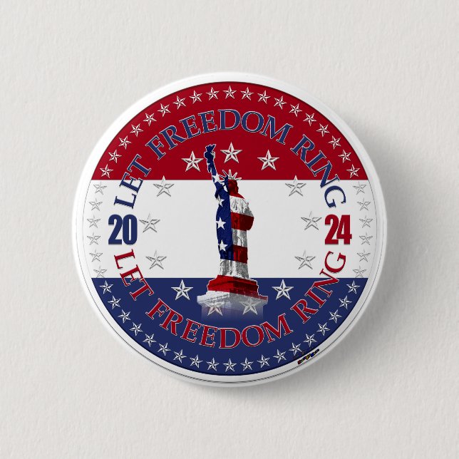 2024 Rot und Blau Lass Freedom Ring Statue Liberty Button (Vorderseite)
