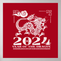2024 Rotes chinesisches Zodiaka-Jahr des Drachen