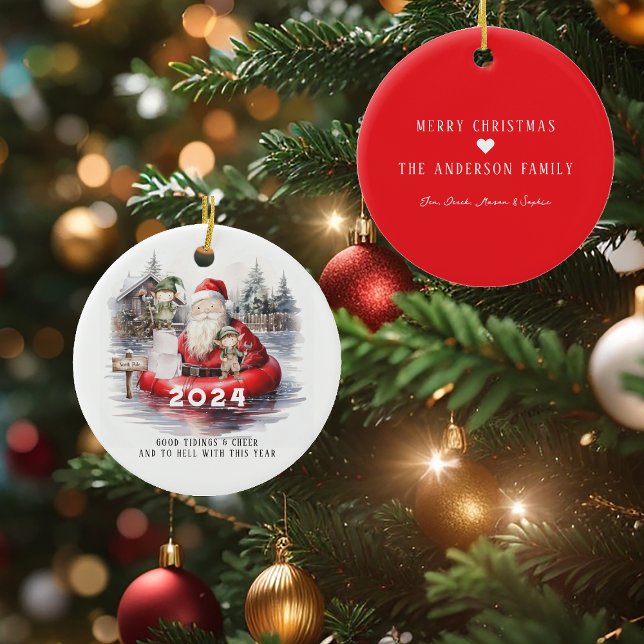 2024 Santa Flooded North Pole Humore Urlaub Keramik Ornament (Von Creator hochgeladen)