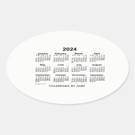 2024 Schwarz-Weiß-Kalender von Janz Oval Sticker