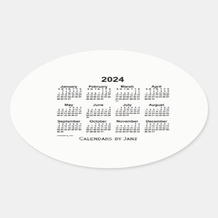 2024 Schwarz-Weiß-Kalender von Janz Oval Sticker