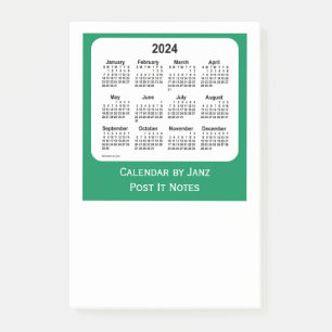 2024 Sea Green Post It Note Calendars by Janz Post-it Klebezettel