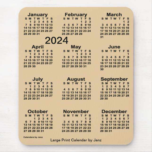 2024 Sepia Large Print Calendar by Janz Mousepad (Vorne)
