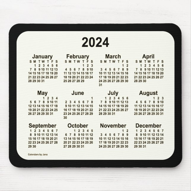2024 Sepia zum Schwarzen Kalender von Janz Two Ton Mousepad (Vorne)