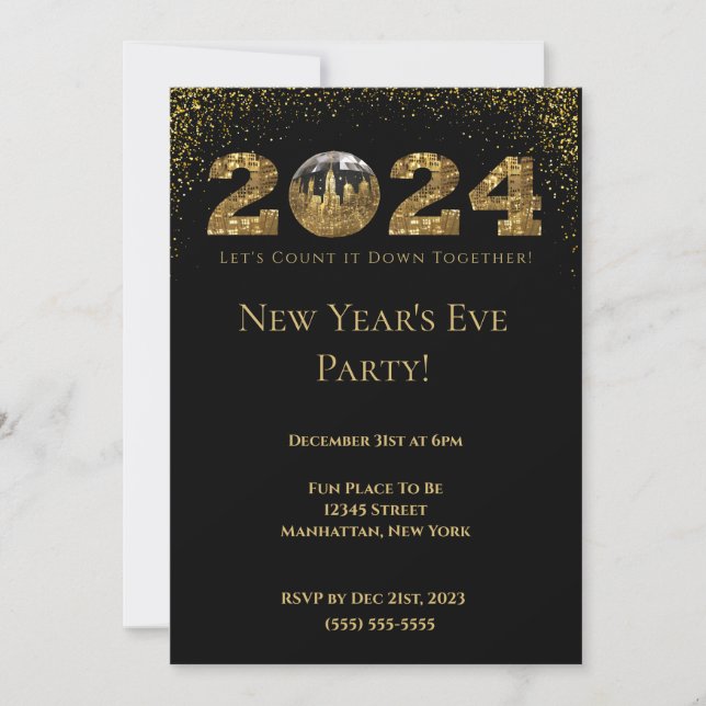 2024 Silvester Party-Ball-NYC- Einladung (Vorderseite)