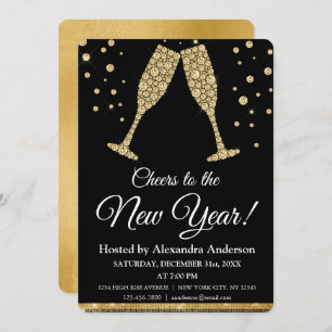 2024 Silvester Party Champagnerbrille Einladung