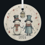 2024 Snowman Ornament Aus Glas<br><div class="desc">Freuen Sie sich auf eine klassische und dennoch persönliche Touch in Ihrem Urlaubsstil mit den markanten runden Glasverzierungen aus Zazzle. Diese reizenden Ornamente aus elegantem Glasmaterial mit mattiertem Hintergrund sind auf einer Seite individuell anpassbar und verbinden traditionelle und zeitgenössische Stilrichtungen mit einem einzigartigen Geschmack. Diese mit einem weißen Band verzierten...</div>