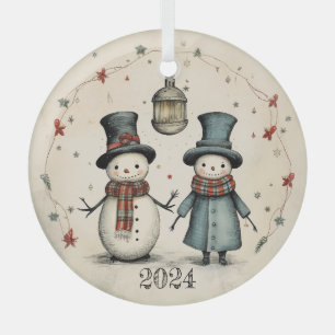 2024 Snowman Ornament Aus Glas