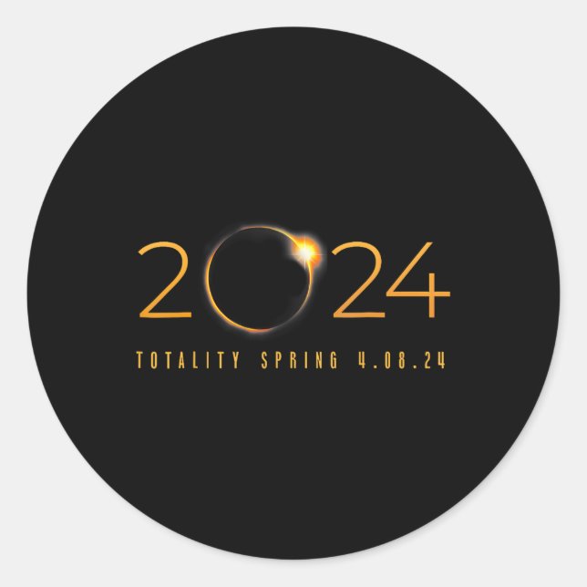 2024 Solar Eclipse American Totality Spring 4,08,2 Runder Aufkleber (Vorderseite)