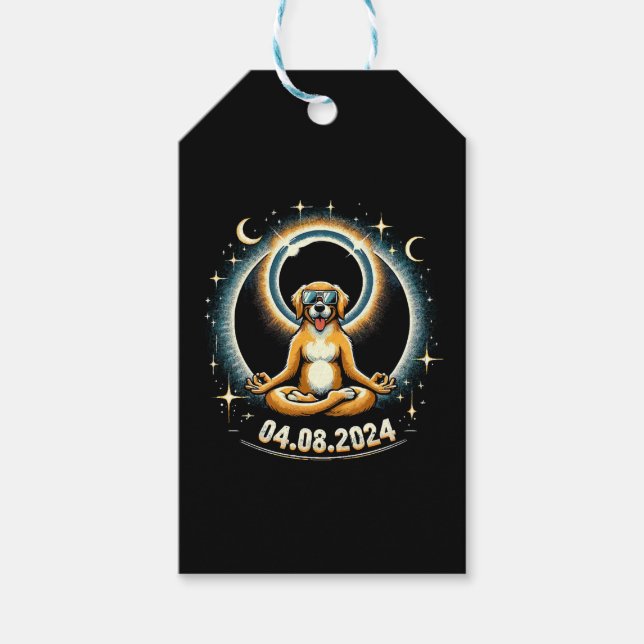 2024 Solar Eclipse Dog Geschenkanhänger (Vorderseite)