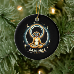 2024 Solar Eclipse Dog Keramik Ornament