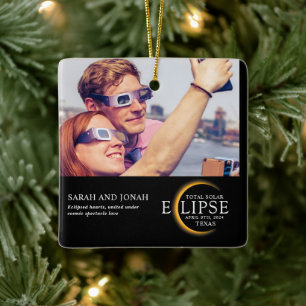 2024 Solar Eclipse Foto Paare Geschenke Ceram Keramikornament