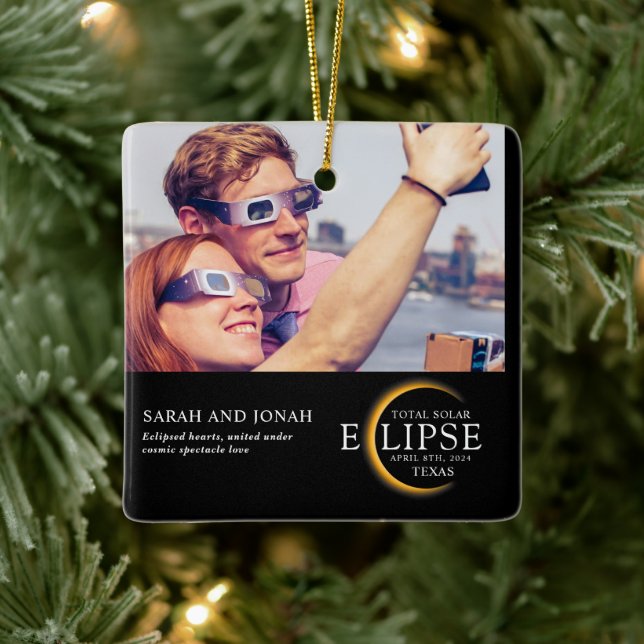 2024 Solar Eclipse Foto Paare Geschenke Ceram Keramikornament (Baum)