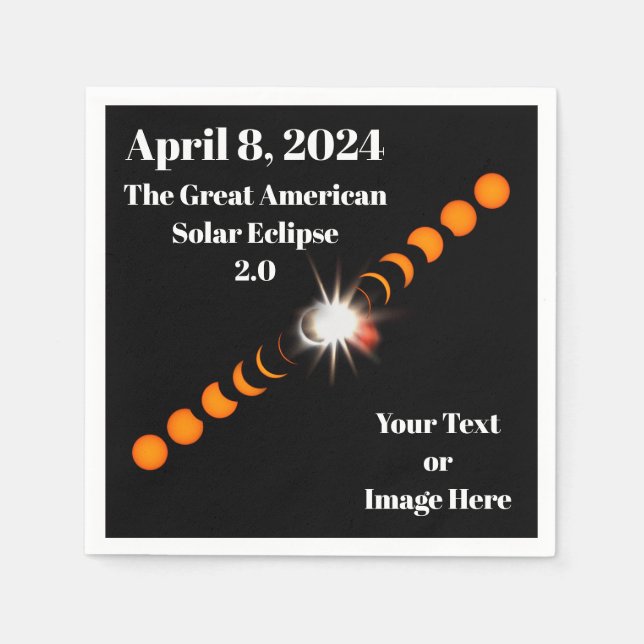 2024 Solar Eclipse Paper Napkin Serviette (Vorderseite)