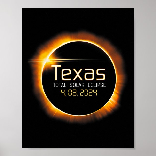 2024 Solar Eclipse Texas USA Totality Poster (Vorne)