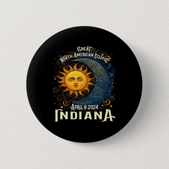 2024 Solar Eclipse Totality Celestial Event Souven Button (Vorderseite)