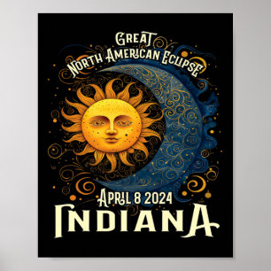 2024 Solar Eclipse Totality Celestial Event Souven Poster