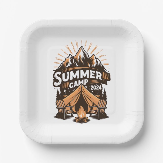 2024 Sommerlager Sommerferien Camping Matching Pappteller (Vorderseite)