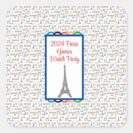 2024 Sommerwetterwoche Party Rings Quadratischer Aufkleber