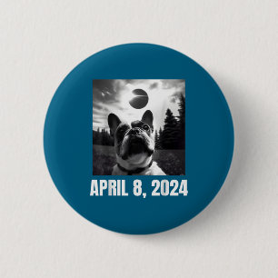 2024 Sonnenfinsternis Lustiger Französischer Bulld Button