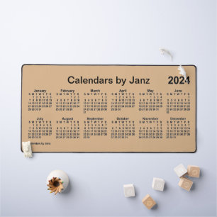 2024 Tan Large Print Calendar von Janz Schreibtischunterlage