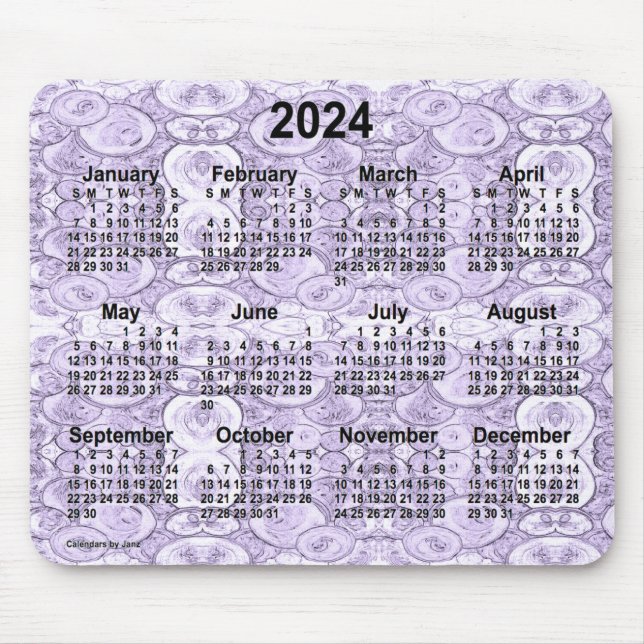 2024 Tiny Bubbles Lila Calendar von Janz Mousepad (Vorne)