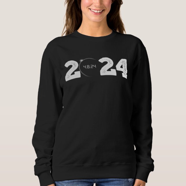 2024 Total Solar Eclipse 4 8 24 Cities On Back Ecl Sweatshirt (Vorderseite)