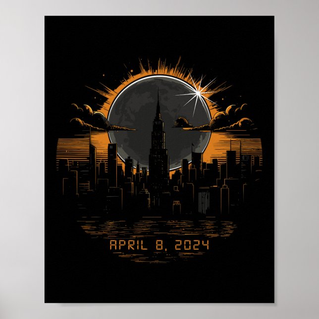 2024 Total Solar Eclipse April 8 New York Poster (Vorne)