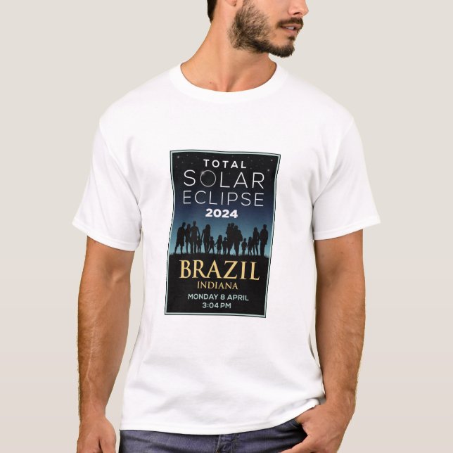 2024 Total Solar Eclipse, Brasilien, Indiana T-Shirt (Vorderseite)