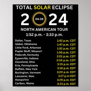 2024 Totale Sonnenfinsternis 8. April Pfad der Fin Poster
