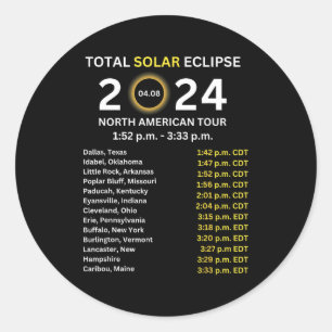 2024 Totale Sonnenfinsternis 8. April Pfad der Fin Runder Aufkleber