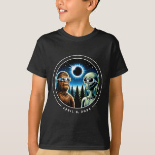 2024 Totale Sonnenfinsternis Lustig Bigfoot Alien T-Shirt