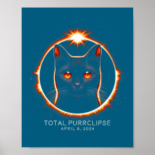2024 Totale Sonnenfinsternis Lustige Purrclipse Ka Poster
