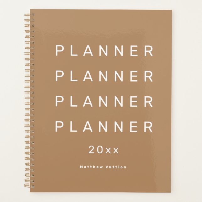 2024 Trendy Modern Brown Weekly Dated Planer (Vorderseite)