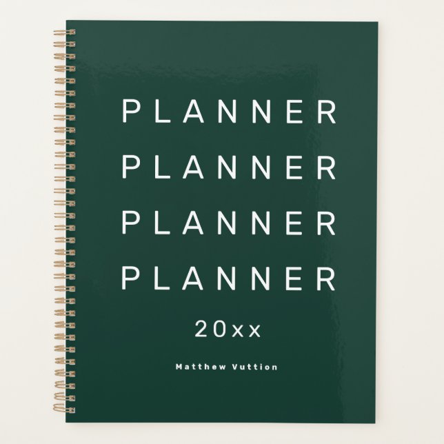 2024 Trendy Modern Emerald Green Weekly Dated Planer (Vorderseite)