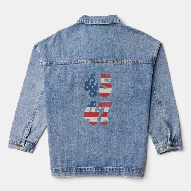 2024 Trump Amerika wieder zum Patriotischen Amerik Jeansjacke (Rückseite)