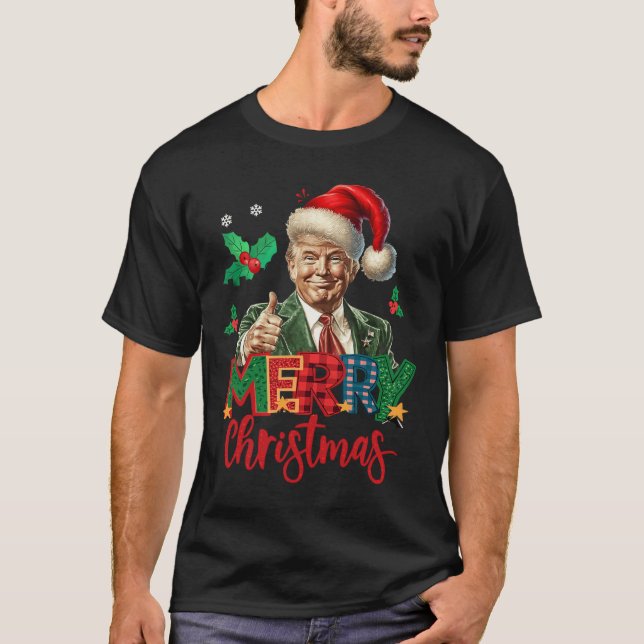 2024 Trump gewinnt Wahl Frohe Weihnachten Funny T T-Shirt (Vorderseite)