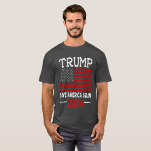 2024 Trump Rettete Amerika wieder USA Flaggen-T - T-Shirt