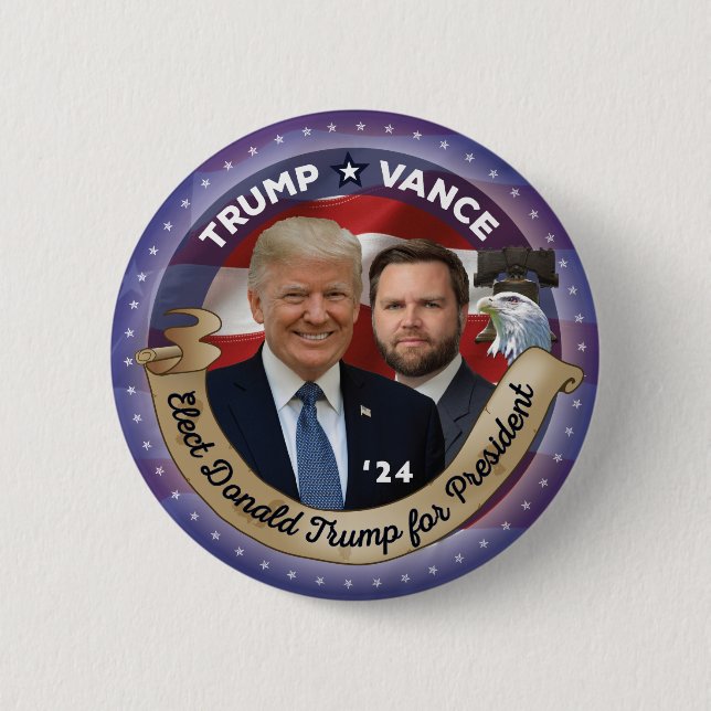 2024 Trump und Vance wählen Button (Vorderseite)