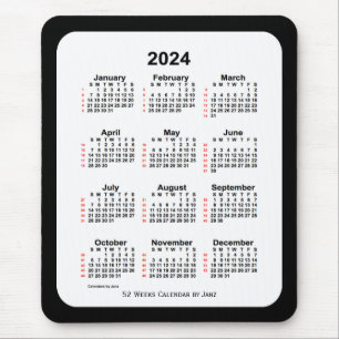 2024 Two Tone Black 52 Week Calendar von Janz Mousepad