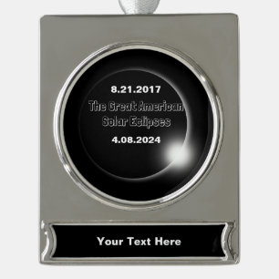 2024 und 2017 verdoppelt Banner-Ornament silber